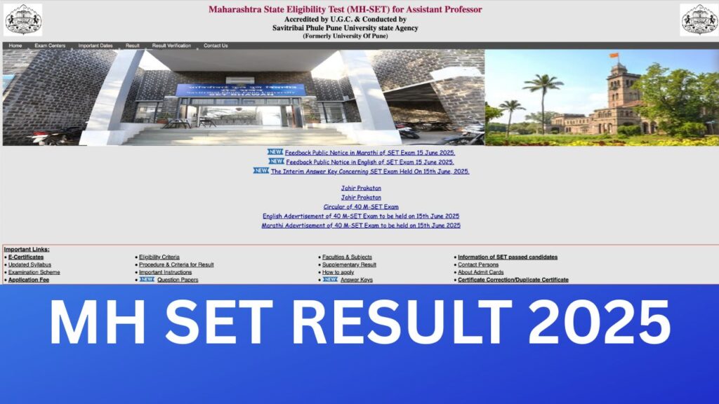 ⁠MH SET Result 2025, Cut Off, Scorecard, Merit List